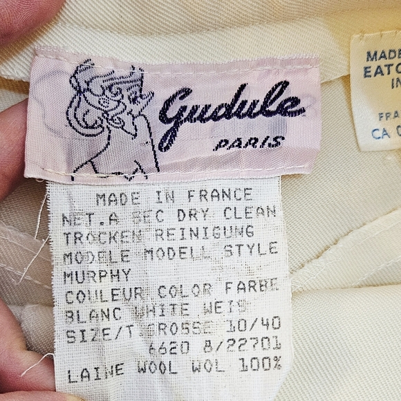 Vintage 70s Cream White Fine Wool Twill Culottes Made In France XS - Picture 11 of 15